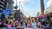 5 August 2025; Supporters during the homecoming of TG4 All-Ireland Ladies Senior Football Champions, Dublin, at Smithfield Square in Dublin. Photo by Sam Barnes/Sportsfile