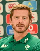 6 August 2025; Kicking coach Gareth Steenson speaks during an Ireland Women Rugby media conference at the IRFU High Performance Centre in Dublin. Photo by David Fitzgerald/Sportsfile