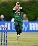 6 August 2025; Pakistan bowler Fatima Sana during match one of the Women's T20 International Series between Ireland and Pakistan at Clontarf Cricket Club in Dublin. Photo by Sam Barnes/Sportsfile