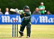 6 August 2025; Pakistan batter Sidra Amin during match one of the Women's T20 International Series between Ireland and Pakistan at Clontarf Cricket Club in Dublin. Photo by Sam Barnes/Sportsfile