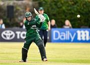 6 August 2025; Pakistan batter Natalia Parvaiz during match one of the Women's T20 International Series between Ireland and Pakistan at Clontarf Cricket Club in Dublin. Photo by Sam Barnes/Sportsfile