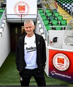 6 August 2025; Head coach Ole Gunnar Solskjaer before a Besiktas media conference at Tallaght Stadium in Dublin. Photo by Stephen McCarthy/Sportsfile