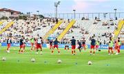 6 August 2025; Shelbourne players warm-up before the UEFA Europa League third qualifying round first leg match between Rijeka and Shelbourne at HNK Rijeka Stadium Rujevica in Rijeka, Croatia. Photo by Igor Kupjlenik/Sportsfile