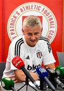 6 August 2025; Head coach Ole Gunnar Solskjaer during a Besiktas media conference at Tallaght Stadium in Dublin. Photo by Stephen McCarthy/Sportsfile