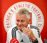 6 August 2025; Head coach Ole Gunnar Solskjaer during a Besiktas media conference at Tallaght Stadium in Dublin. Photo by Stephen McCarthy/Sportsfile