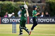 6 August 2025; Natalia Parvaiz of Pakistan leaves the field dejected after being caught by Cara Murray of Ireland during match one of the Women's T20 International Series between Ireland and Pakistan at Clontarf Cricket Club in Dublin. Photo by Sam Barnes/Sportsfile
