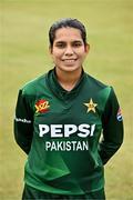 6 August 2025; Najiha Alvi of Pakistan poses for a portrait after match one of the Women's T20 International Series between Ireland and Pakistan at Clontarf Cricket Club in Dublin. Photo by Sam Barnes/Sportsfile