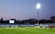 7 August 2025; Shamrock Rovers players warm-up before the UEFA Conference League Third Qualifying Round first leg match between Ballkani and Shamrock Rovers at Fadil Vokrri Stadium in Pristina, Kosovo. Photo by Nikola Krstic/Sportsfile