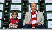 7 August 2025; Former Republic of Ireland MNT and St Patrick's Athletic manager Brian Kerr with his grandson Stuey before the UEFA Conference League Third Qualifying Round first leg match between St Patrick's Athletic and Besiktas at Tallaght Stadium in Dublin. Photo by Stephen McCarthy/Sportsfile
