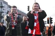 7 August 2025; St Patrick's Athletic supporters before the UEFA Conference League Third Qualifying Round first leg match between St Patrick's Athletic and Besiktas at Tallaght Stadium in Dublin. Photo by Ben McShane/Sportsfile