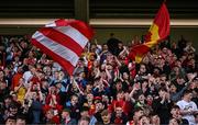 7 August 2025; St Patrick's Athletic supporters before the UEFA Conference League Third Qualifying Round first leg match between St Patrick's Athletic and Besiktas at Tallaght Stadium in Dublin. Photo by Ben McShane/Sportsfile