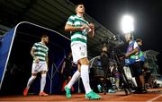 7 August 2025; Daniel Cleary, right, and Lee Grace of Shamrock Rovers during the UEFA Conference League Third Qualifying Round first leg match between Ballkani and Shamrock Rovers at Fadil Vokrri Stadium in Pristina, Kosovo. Photo by Nikola Krstic/Sportsfile