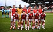 7 August 2025; St Patrick's Athletic players pose for a sqaud photograph before the UEFA Conference League Third Qualifying Round first leg match between St Patrick's Athletic and Besiktas at Tallaght Stadium in Dublin. Photo by Ben McShane/Sportsfile