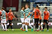 7 August 2025; Daniel Cleary of Shamrock Rovers reacts after the UEFA Conference League Third Qualifying Round first leg match between Ballkani and Shamrock Rovers at Fadil Vokrri Stadium in Pristina, Kosovo. Photo by Nikola Krstic/Sportsfile