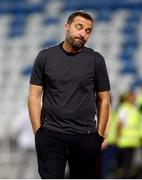 7 August 2025; Ballkani head coach Orges Shehi during the UEFA Conference League Third Qualifying Round first leg match between Ballkani and Shamrock Rovers at Fadil Vokrri Stadium in Pristina, Kosovo. Photo by Nikola Krstic/Sportsfile