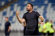 7 August 2025; Ballkani head coach Orges Shehi during the UEFA Conference League Third Qualifying Round first leg match between Ballkani and Shamrock Rovers at Fadil Vokrri Stadium in Pristina, Kosovo. Photo by Nikola Krstic/Sportsfile