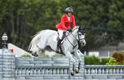 8 August 2025; Christian Ahlmann of Germany, competing on Blueberry, during Aga Khan Day at the Dublin Horse Show at the RDS Arena in Dublin. Photo by David Fitzgerald/Sportsfile