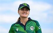 8 August 2025; Ireland captain Gaby Lewis before match two of the Women's T20 International Series between Ireland and Pakistan at Castle Avenue Cricket Ground in Dublin. Photo by Seb Daly/Sportsfile