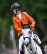 8 August 2025; Kevin Jochems of Netherlands, competing on Camilla van de Helle, during Aga Khan Day at the Dublin Horse Show at the RDS Arena in Dublin. Photo by David Fitzgerald/Sportsfile