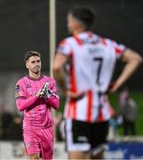 8 August 2025; Derry City goalkeeper Brian Maher after his side's draw in the SSE Airtricity Men's Premier Division match between Derry City and Cork City at The Ryan McBride Brandywell Stadium in Derry. Photo by Ramsey Cardy/Sportsfile