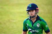 8 August 2025; Ireland batter Amy Hunter during match two of the Women's T20 International Series between Ireland and Pakistan at Castle Avenue Cricket Ground in Dublin. Photo by Seb Daly/Sportsfile