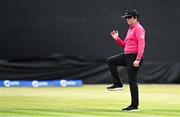8 August 2025; Umpire Aidan Seaver during match two of the Women's T20 International Series between Ireland and Pakistan at Castle Avenue Cricket Ground in Dublin. Photo by Seb Daly/Sportsfile