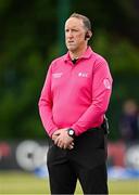 8 August 2025; Umpire Aidan Seaver before match two of the Women's T20 International Series between Ireland and Pakistan at Castle Avenue Cricket Ground in Dublin. Photo by Seb Daly/Sportsfile