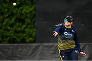 8 August 2025; Freya Sargent of Ireland before match two of the Women's T20 International Series between Ireland and Pakistan at Castle Avenue Cricket Ground in Dublin. Photo by Seb Daly/Sportsfile