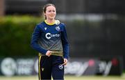 8 August 2025; Lara McBride of Ireland before match two of the Women's T20 International Series between Ireland and Pakistan at Castle Avenue Cricket Ground in Dublin. Photo by Seb Daly/Sportsfile