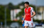 3 August 2025; Kian Leavy of St Patrick's Athletic during the SSE Airtricity Men's Premier Division match between Waterford and St Patrick's Athletic at Regional Sports Centre in Waterford. Photo by Tyler Miller/Sportsfile