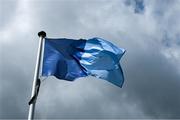 9 August 2025; A Dublin flag flutters in the wind before the Dubin County Senior Football Championship Round 1 match between St Vincent's and Ballinteer St John's at Parnell Park in Dublin. Photo by Ray McManus/Sportsfile