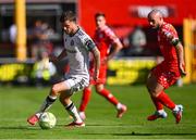 9 August 2025; Adam McDonnell of Bohemians in action against Mark Coyle of Shelbourne during the SSE Airtricity Men's Premier Division match between Shelbourne and Bohemians at Tolka Park in Dublin. Photo by Piaras Ó Mídheach/Sportsfile