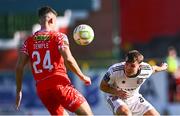 9 August 2025; Dayle Rooney of Bohemians in action against Lewis Temple of Shelbourne during the SSE Airtricity Men's Premier Division match between Shelbourne and Bohemians at Tolka Park in Dublin. Photo by Piaras Ó Mídheach/Sportsfile