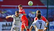 9 August 2025; Adam McDonnell of Bohemians in action against Sean Gannon of Shelbourne during the SSE Airtricity Men's Premier Division match between Shelbourne and Bohemians at Tolka Park in Dublin. Photo by Tyler Miller/Sportsfile