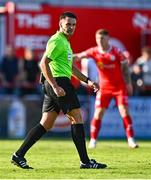 9 August 2025; Referee Rob Hennessy during the SSE Airtricity Men's Premier Division match between Shelbourne and Bohemians at Tolka Park in Dublin. Photo by Tyler Miller/Sportsfile