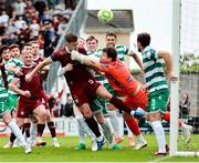 10 August 2025; Shamrock Rovers goalkeeper Ed McGinty makes a save during the SSE Airtricity Men's Premier Division match between Galway United and Shamrock Rovers at Eamonn Deacy Park in Galway. Photo by Thomas Flinkow/Sportsfile