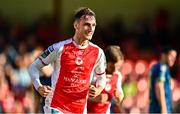 10 August 2025; Mason Melia of St Patrick's Athletic celebrates after scoring his side's second goal during the SSE Airtricity Men's Premier Division match between St Patrick's Athletic and Sligo Rovers at Richmond Park in Dublin. Photo by Tyler Miller/Sportsfile