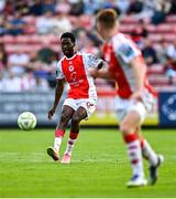 10 August 2025; Jordan Garrick of St Patrick's Athletic during the SSE Airtricity Men's Premier Division match between St Patrick's Athletic and Sligo Rovers at Richmond Park in Dublin. Photo by Tyler Miller/Sportsfile