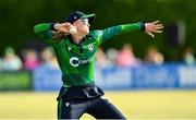 10 August 2025; Gaby Lewis of Ireland fields the ball during match three of the Women's T20 International Series between Ireland and Pakistan at Castle Avenue Cricket Ground in Dublin. Photo by Peter Langan/Sportsfile