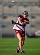 10 August 2025; Carrie Dolan of Galway scores the match winning point from a free during the Glen Dimplex All-Ireland Senior Camogie Championship final match between Cork and Galway at Croke Park in Dublin. Photo by Ramsey Cardy/Sportsfile