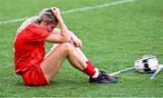 10 August 2025; Pamela Mackey of Cork dejected after the Glen Dimplex All-Ireland Senior Camogie Championship final match between Cork and Galway at Croke Park in Dublin. Photo by Ramsey Cardy/Sportsfile