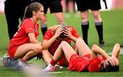 10 August 2025; Cork players including Aoife O’Neill, left, and Laura Hayes dejected after the Glen Dimplex All-Ireland Senior Camogie Championship final match between Cork and Galway at Croke Park in Dublin. Photo by Ramsey Cardy/Sportsfile