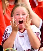 10 August 2025; A Galway supporter during the Glen Dimplex All-Ireland Senior Camogie Championship final match between Cork and Galway at Croke Park in Dublin. Photo by Ramsey Cardy/Sportsfile