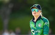 10 August 2025; Ireland captain Gaby Lewis during match three of the Women's T20 International Series between Ireland and Pakistan at Castle Avenue Cricket Ground in Dublin. Photo by Seb Daly/Sportsfile
