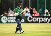10 August 2025; Ireland batter Laura Delany during match three of the Women's T20 International Series between Ireland and Pakistan at Castle Avenue Cricket Ground in Dublin. Photo by Seb Daly/Sportsfile