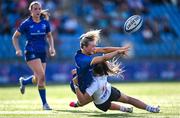 10 August 2025; Lillie Harney of Leinster is tackled by Natalie Turner of Ulster during the PwC U-18 Girls Interprovincial Series match between Leinster and Ulster at Energia Park in Dublin.  Photo by Shauna Clinton/Sportsfile