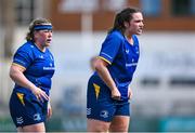 10 August 2025; Kate Jordan of Leinster, right, and team-mate Katie Layde during the Vodafone Women’s Interprovincial Championship Round 1 match between Leinster and Ulster at Energia Park in Dublin. Photo by Shauna Clinton/Sportsfile