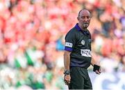 10 August 2025; Referee Justin Heffernan during the Glen Dimplex All-Ireland Senior Camogie Championship final match between Cork and Galway at Croke Park in Dublin. Photo by Piaras Ó Mídheach/Sportsfile