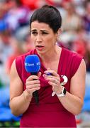 10 August 2025; RTÉ analyst Anne Marie Hayes at the Glen Dimplex All-Ireland Senior Camogie Championship final match between Cork and Galway at Croke Park in Dublin. Photo by Piaras Ó Mídheach/Sportsfile