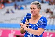 10 August 2025; RTÉ analyst Ursula Jacob at the Glen Dimplex All-Ireland Senior Camogie Championship final match between Cork and Galway at Croke Park in Dublin. Photo by Piaras Ó Mídheach/Sportsfile
